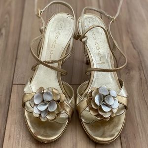 Well-loved gold/silver Casadei heels - 7.5